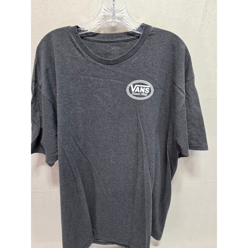 Vans Since 1966 Graphic T-Shirt Charcoal Grey Checkerboard Logo Mens XL